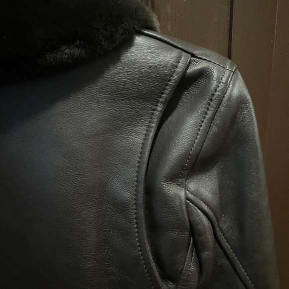 Maje dark brown leather aviator jacket - Picture 11 of 15
